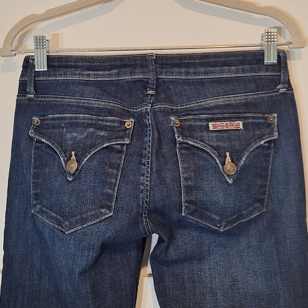 Hudson Jax Boyfriend Jeans Size 25 Rear Button Flap Pockets Darkwash Stretch